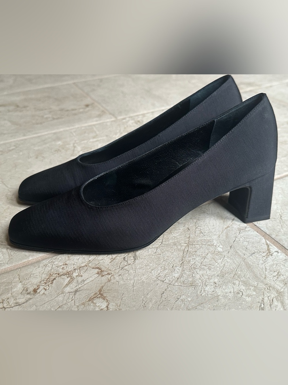 Amalfi black fabric pumps square toe block heel never worn 8B never worn